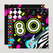 311全く80年代のパーティー-ターコイズのギター 招待状 (正面/裏面)