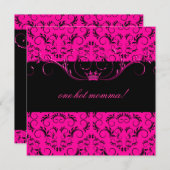 311夜神の情熱のピンクのベビーシャワー 招待状 (正面/裏面)