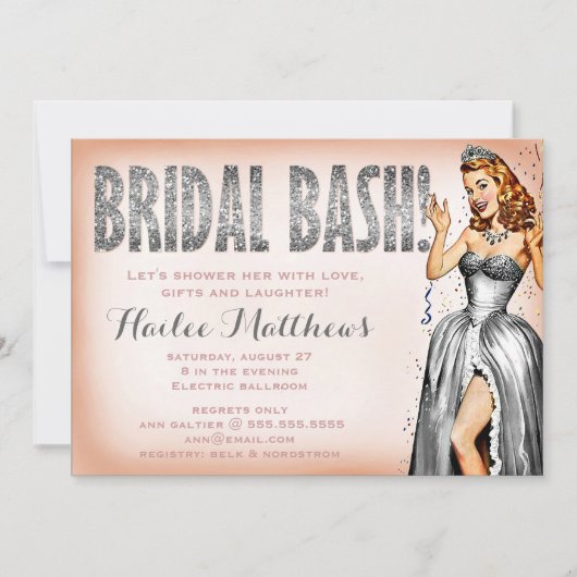 311女の子の輝きの上の花嫁の強打Pin 招待状 (正面)