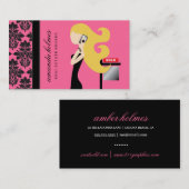 311実質の財産のブロンドの女性ファッショニスタ|のローズピンク 名刺 (正面/裏面)