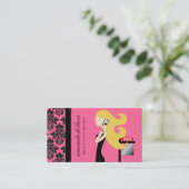 311実質の財産のブロンドの女性ファッショニスタ|のローズピンク 名刺 (スタンド正面)