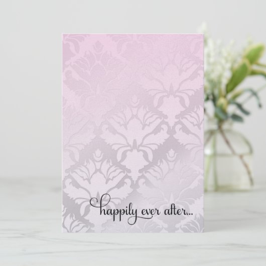 311幸福にその後ずっとブライダルシャワーのピンクの金属 招待状 (スタンド正面)