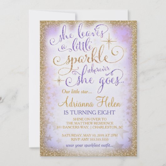 311彼女は少し輝きの紫色をどこにでも残します 招待状 (正面)