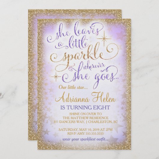 311彼女は少し輝きの紫色をどこにでも残します 招待状 (正面/裏面)