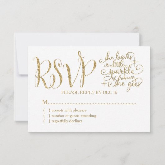 311彼女は少し輝きRSVPを残します 出欠カード (正面)