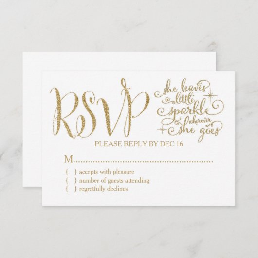 311彼女は少し輝きRSVPを残します 出欠カード (正面/裏面)