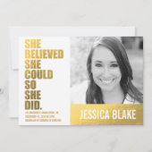 311彼女は彼女をできました信じました従って彼女は卒業をしました 案内状 (正面)