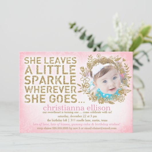 311彼女葉は少し輝くフローラリース 招待状 (スタンド正面)