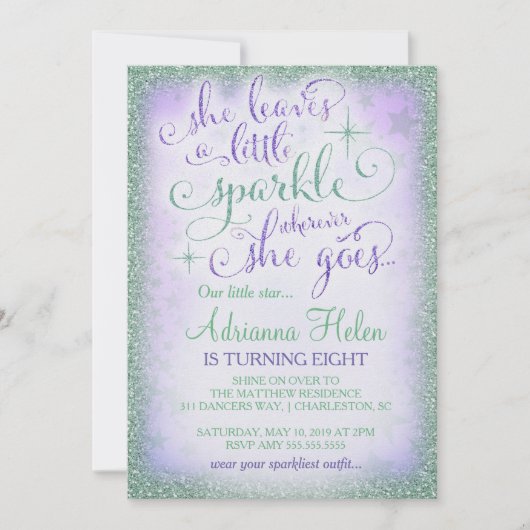 311彼女離れは少し輝く紫色のミント 招待状 (正面)