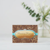 311明るいヒョウのターコイズのトリム 名刺 (スタンド正面)