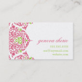 311月曜日Cherieのダマスク織のハニーサックルのライム 名刺 (裏面)