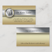 311歯科モルの名刺の金ゴールドの金属銀 予約カード (正面/裏面)