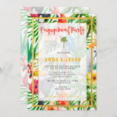 311水彩熱帯オウム婚約カード 案内状 (正面/裏面)