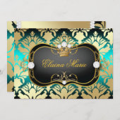 311漆黒Ciao Bellaの水の口答えの誕生日 招待状 (正面/裏面)