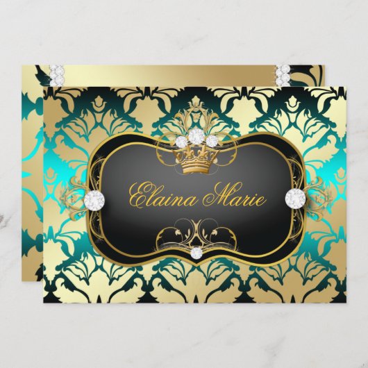 311漆黒Ciao Bellaの水の口答えの誕生日 招待状 (正面/裏面)