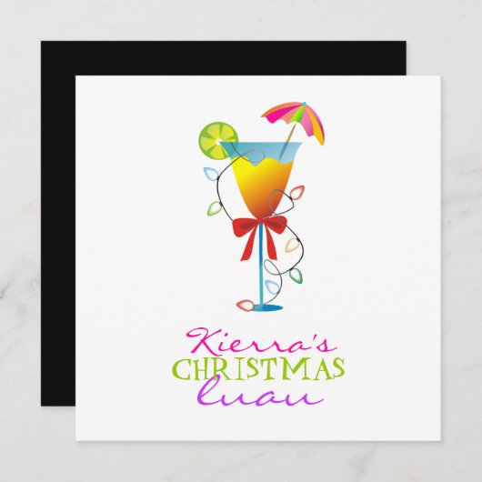 311熱帯楽園のクリスマスのルアウ(ハワイ式宴会) 招待状 (正面/裏面)