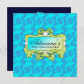 311熱帯魅力的で熱狂するな水のイルカの招待 招待状 (正面/裏面)