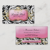 311物惜しみしないピンクのプレートの白の葉 名刺 (正面/裏面)