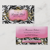 311物惜しみしないピンクのプレートの黒の葉 名刺 (正面/裏面)