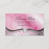 311物惜しみしないピンクの鉄板工及びダマスク織のきらめくの優雅なピンク 名刺 (裏面)