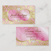 311物惜しみしないピンクの鉄板工及び金ダマスク織のきらめく 名刺 (正面/裏面)