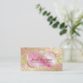 311物惜しみしないピンクの鉄板工及び金ダマスク織のきらめく 名刺 (スタンド正面)