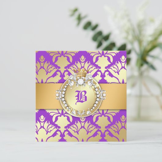 311王室のなダマスク織のきらめくの女王のSweet sixteen 招待状 (スタンド正面)