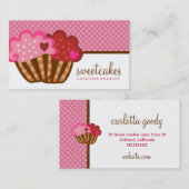 311甘いケーキのカップケーキ2ハート 名刺 (正面/裏面)