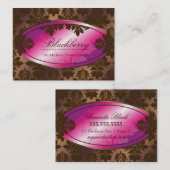 311甘いブラックベリーチョコレートトラッフルのダマスク織 名刺 (正面/裏面)