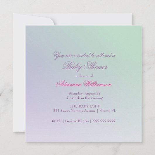 311甘い妊娠したお母さんの花柄-ブロンドの女性 招待状 (裏面)