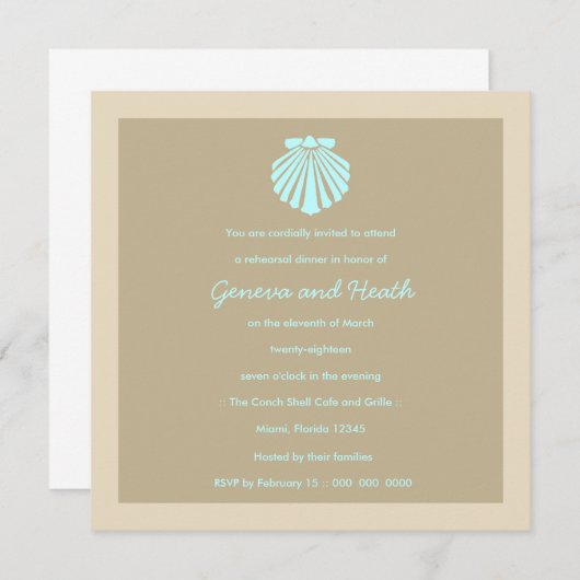 311甘い貝のロビンの卵ベージュ色招待状 招待状 (正面/裏面)