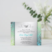 311眩ますダマスク織のターコイズ及びライムの黒 招待状 (スタンド正面)