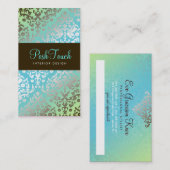 311眩ますダマスク織のターコイズ及びライム 予約カード (正面/裏面)