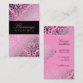 311眩ますダマスク織のフラミンゴ 名刺 (正面/裏面)