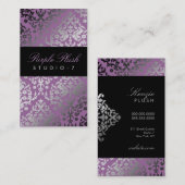 311眩ますダマスク織の紫色のプラシ天 名刺 (正面/裏面)
