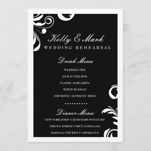 311粋な渦巻の夕食/飲み物メニュー黒 メニュー (正面)