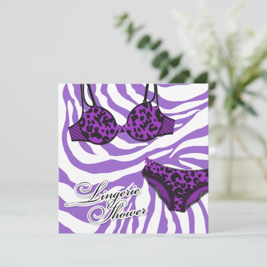 311紫色のヒョウの紫色のシマウマのランジェリーセット 招待状 (スタンド正面)