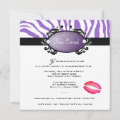 311紫色のヒョウの紫色のシマウマのランジェリーセット 招待状 (裏面)