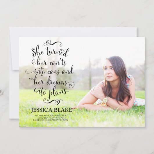 311缶の夢の卒業に彼女のCan'tsを回しました 案内状 (正面)