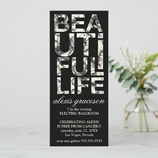 311美しい生命ハイビスカスのタイポグラフィ 招待状 (スタンド正面)