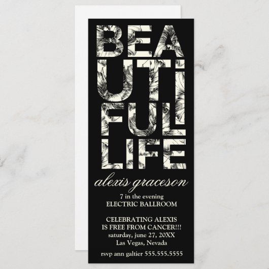 311美しい生命ハイビスカスのタイポグラフィ 招待状 (正面/裏面)