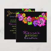 311花のシャワーのレイの招待状|の黒 招待状 (正面/裏面)