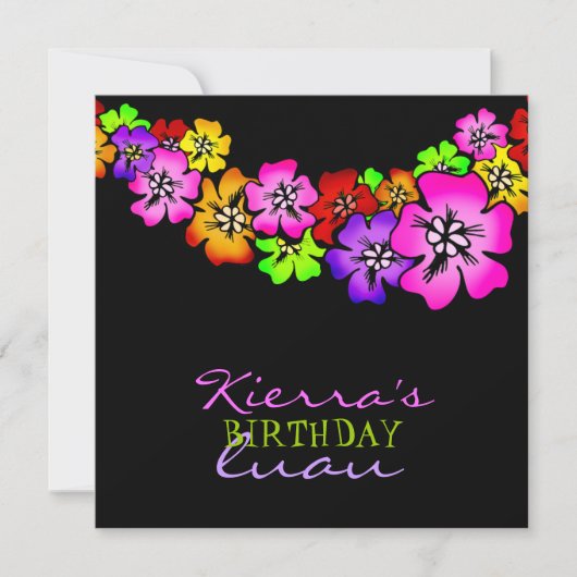 311花のシャワーのレイの招待状|の黒 招待状 (正面)