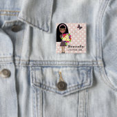 311花の女の子PINのアフリカ系アメリカ人 缶バッジ (インサイチュ)