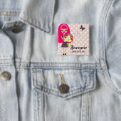 311花の女の子PINの交換可能な毛 缶バッジ (インサイチュ)