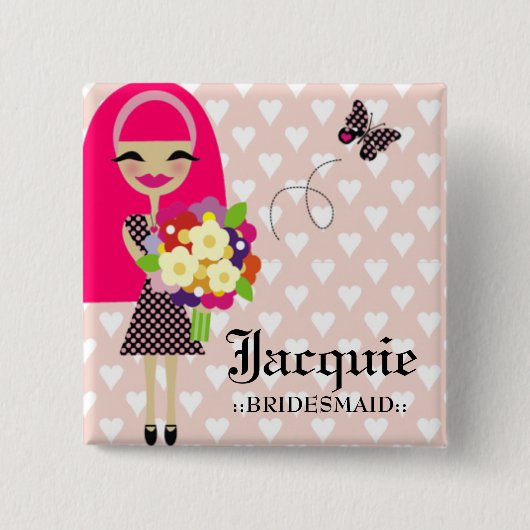 311花の女の子PINの交換可能な毛 缶バッジ (正面)