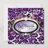 311華美な金ゴールドパープルレオパードメタリック紙 招待状 (正面)