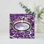 311華美な金ゴールドパープルレオパードメタリック紙 招待状 (スタンド正面)