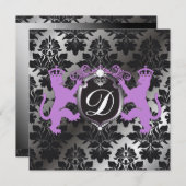 311豪華なライオンの紋章学の紫色第16、21、30、40、50 招待状 (正面/裏面)