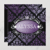 311豪華な紫のダマスクスイート16 招待状 (正面/裏面)